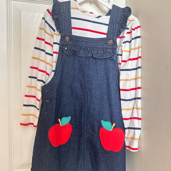 Cynthia Rowley Other - Striped Shirt with Denim Pinafore Dress